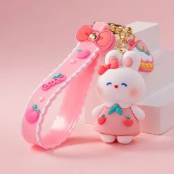 Juwas Cute Peach Rabbit Keychain