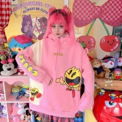 Juwas Japanese Harajuku Cartoon Print Loose Warm Hoodie CLOTHING