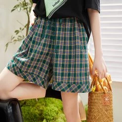 Juwas Vintage Plaid High Waist Casual Short NEW ARRIVAL