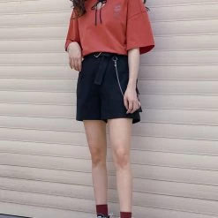 Juwas NEW ARRIVAL Punky Heart Chain Skater Shorts