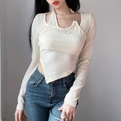 Juwas NEW ARRIVAL Retro Cross Chain Undershirt Top