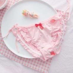 -Juwas Cute Tie Knot Strawberry Bikini Panty