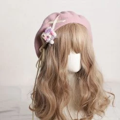 Juwas NEW ARRIVAL Sweet Retro Bear Ribbon Beret Hat
