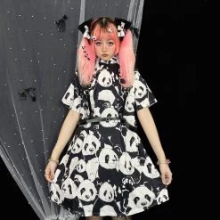 Juwas NEW ARRIVAL Panda Printed Polo Short Shirt Dress