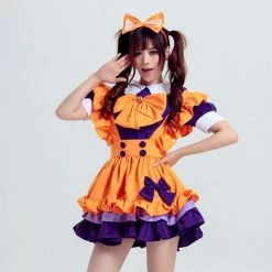 Juwas NEW ARRIVAL Cheeky Lolita Orange Front Bow Ruffled Mini Dress