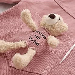 Juwas Bear Doll Pocket Denim Jacket