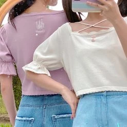 Juwas NEW ARRIVAL Princess Castle Embroidered Blouse Top