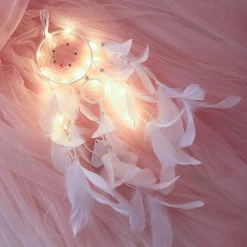 Juwas.com Online Store Kawaii Feather Dreamcatcher With Light