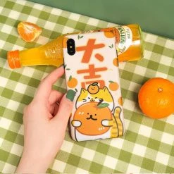 Juwas.com Online Store NEW ARRIVAL Cat Loves Oranges Lucky IPhone Case
