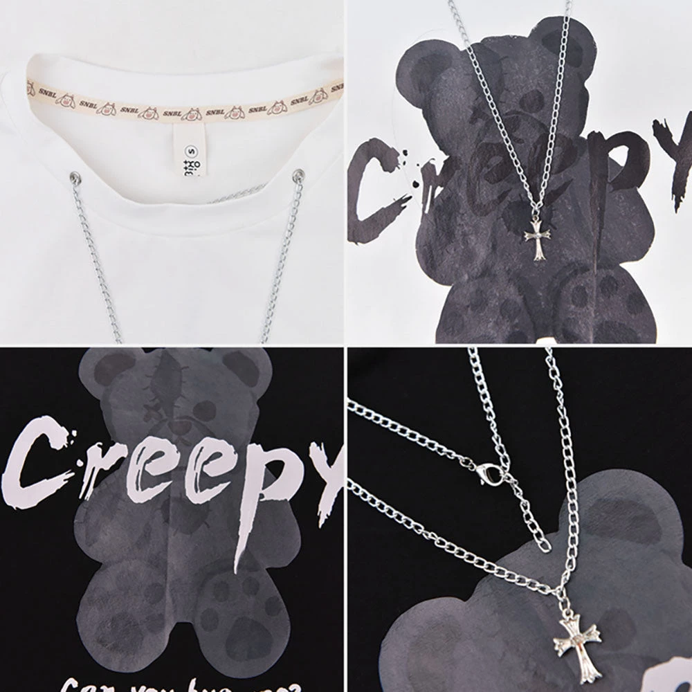 Juwas Punk Creepy Black N White T-Shirt 9 Juwas Punk Creepy Black N White T-Shirt