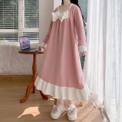 Juwas Cute Bow Knot Princess Home Pajamas Dress CLOTHING