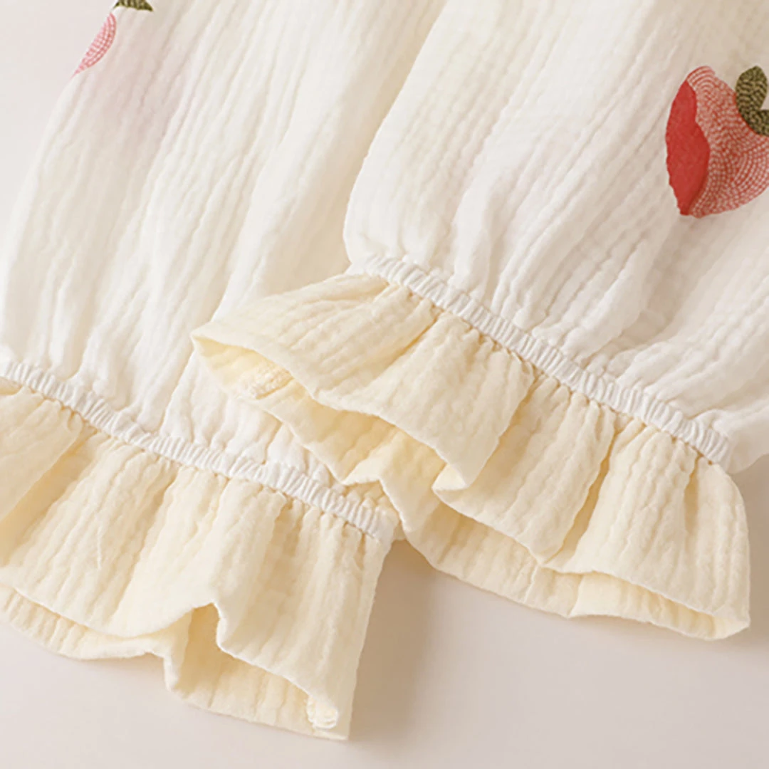 Juwas CLOTHING Peach Print Bowknot Cotton Pajamas Set 10 Juwas CLOTHING Peach Print Bowknot Cotton Pajamas Set