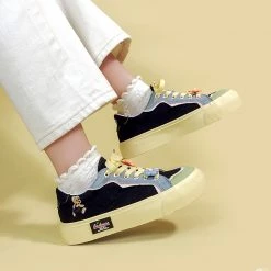 Juwas Ulzzange Bear Embroidery Canvas Sneakers 13 Juwas Ulzzange Bear Embroidery Canvas Sneakers