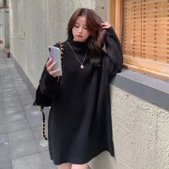Juwas Korean Black/White Loose Cotton Sweater CLOTHING
