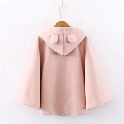 Juwas Hoodie Cat Ears Mushroom Print Pocket Cap Coat