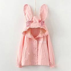 Juwas CLOTHING Sweet Rabbit Ears Lace Hooded Coat