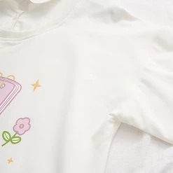 Juwas Cartoon Print Fake Two Piece Hoodie