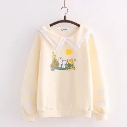 Juwas Sweet Bunny Sunflower Print Hoodie