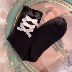 Juwas Velvet Bowknots Cotton Lolita Stockings NEW ARRIVAL