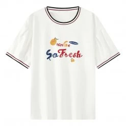 Juwas NEW ARRIVAL “Orange So Fresh” Letters Print Cotton T-shirt