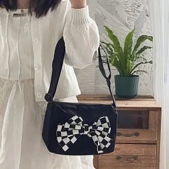 Juwas NEW ARRIVAL Vintage Checker Canvas Shoulder Bag