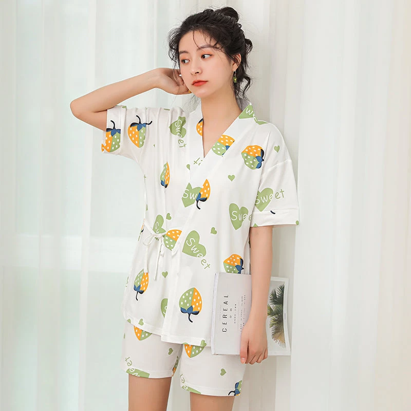 Juwas Kawaii Printed Night Robe And Short Set 3 Juwas Kawaii Printed Night Robe And Short Set