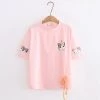 Juwas Kawaii Cat Prints Basic Tee Shirt