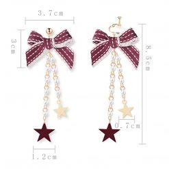 Juwas Ribbon Star Chain Silver Earrings NEW ARRIVAL