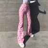 Juwas NEW ARRIVAL Pink Love Heart High Waist Pants