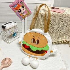 Juwas Cartoon Hamburger Shoulder Bags