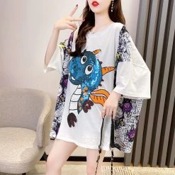 Juwas NEW ARRIVAL Cartoon Dinosaur Loose T-shirt 12 Juwas NEW ARRIVAL Cartoon Dinosaur Loose T-shirt