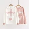 Juwas CLOTHING YMMUY Letter Love Heart Embroidery Pocket Hoodie