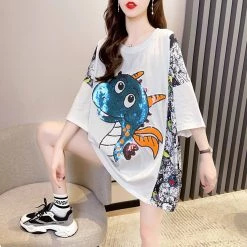Juwas NEW ARRIVAL Cartoon Dinosaur Loose T-shirt 15 Juwas NEW ARRIVAL Cartoon Dinosaur Loose T-shirt