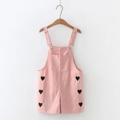 Juwas Side Hearts Overalls And Striped Shirt Set