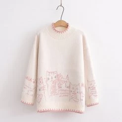 Juwas CLOTHING Cat Embroidery Knitted Sweater