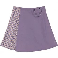 Juwas NEW ARRIVAL Kawaii Fake Wrap-On Mini Plaid Checkered Skirt