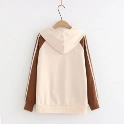 Juwas Bear Embroidery Zip Up Hooded Jacket