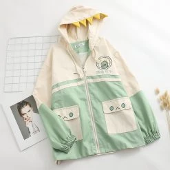 Juwas Japanese Cartoon Dinosaur Embroidery Coat CLOTHING