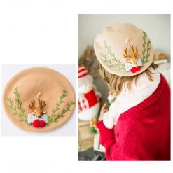 Juwas Flowers Deer Beret Hat