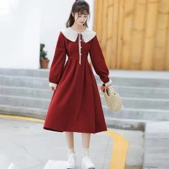 Juwas Vintage Doll Collar Long Dress NEW ARRIVAL