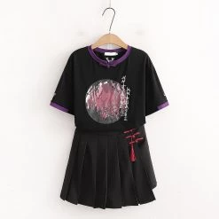 Juwas Forest Letter Print T-shirt Skirt NEW ARRIVAL