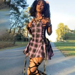 Juwas Gothic Plaid Mini Dress CLOTHING 21 Juwas Gothic Plaid Mini Dress CLOTHING