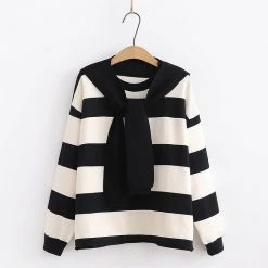Juwas Sailor Collar Stripe Hoodie NEW ARRIVAL