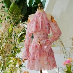 Juwas CLOTHING Spring Floral Fairy Halter Mini Dress 8 Juwas CLOTHING Spring Floral Fairy Halter Mini Dress