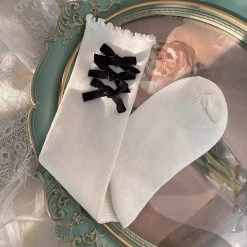 Juwas Velvet Bowknots Cotton Lolita Stockings NEW ARRIVAL