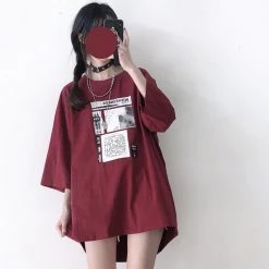 Juwas Graphics Print Round Collar Loose T-shirt