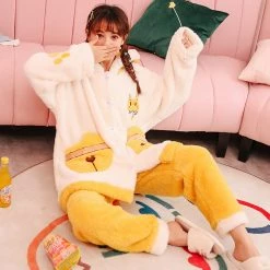 Juwas Kawaii Yellow MyCat Oversized Pajamas