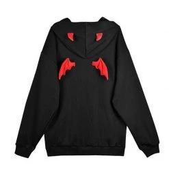 Juwas Gothic Punk Oversized Black Hoodie