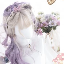 Juwas Fashion & Beauty Lolita Gray Purple Long Curly Wig