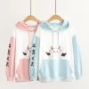 Juwas Japanese Devil Monster Pocket Drawstring Hoodie